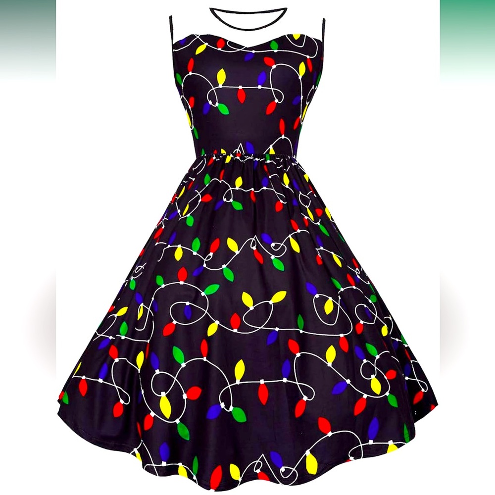 Women’s Plus Size Flare Cocktail Christmas Dress, 3XL